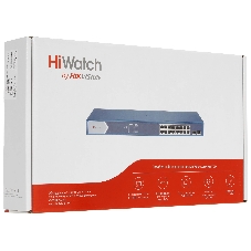 Коммутатор HiWatch DS-S1816GP, 16×1 Гбит/с PoE + 2×1 Гбит/с SFP, неуправляемый