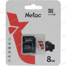 Флеш карта Netac P500 ECO MicroSDHC 8Gb C10 NT02P500ECO-008G-R,, адаптер в комплекте