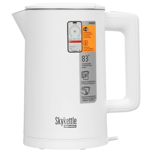 Чайник электрический Redmond SkyKettle KM231S 1.7 л, 2200 Вт, белый корпус: стекло