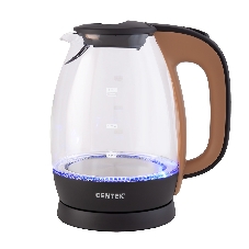 Электрочайник Centek CT-0056 кофейно-бежевый, 1.7 л, 2200 Вт, скрытый нагревательный элемент