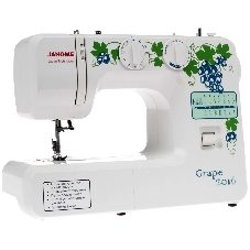 Швейная машина Janome Grape 2016 белый, электромеханическая, вертикальный качающийся, 15 операций, петля полуавтомат