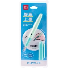 Ручка перьевая Deli Pupal SF321GREEN, зеленый, EF, синие чернила, блистер, резиновая манжета, стираемая