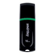 Флешка USB Smartbuy Paean черный (SB16 GbPN-K), 16Gb, USB 2.0, R/W 20/10, черный/зеленый