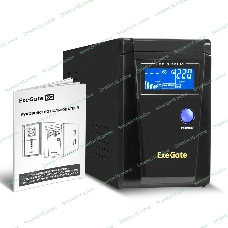 Источник бесперебойного питания (инвертор, синус, для котла) ExeGate SineTower SN-600.LCD.AVR.2SH 600VA/360W, чистая синусоида, LCD дисплей, AVR, 2*Schuko, линейно-интерактивный, черный