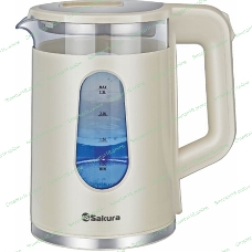 Чайник электрический Sakura SA-2735W 2,0л,стекло/пластик,белый
