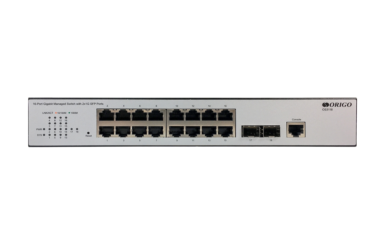 Коммутатор ORIGO OS3118/A2A, 16×1 Гбит/с + 2×1 Гбит/с SFP, управляемый