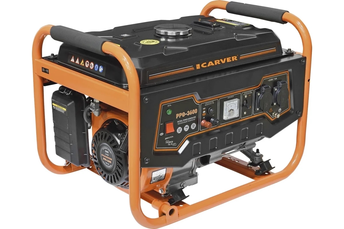 Электрогенератор бензиновый Carver PPG-3600, 2.8 кВт, 67 дБ, 40 кг