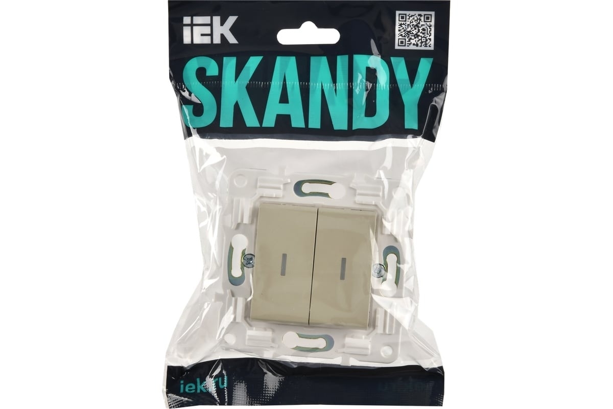 Выключатель 2-кл. IEK SKANDY SK-V09B 10А с индикацией бежевый SK-V20-1-10-K10