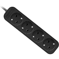 Удлинитель Defender M418 черный, 1.8 м, EURO, 4 розетки, 2200 Вт
