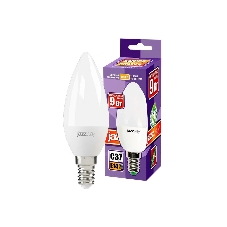 Лампа светодиодная JazzWay PLED-SP C37 9Вт свеча 3000К теплый белый E14 820лм 230В