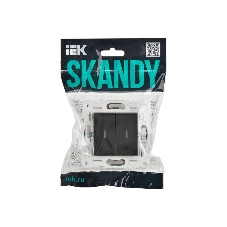 Выключатель проходной 2-кл. IEK SKANDY SK-V10G 10А с индикацией графит SK-V22-1-10-K53