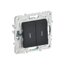 Выключатель проходной 2-кл. IEK SKANDY SK-V10G 10А с индикацией графит SK-V22-1-10-K53