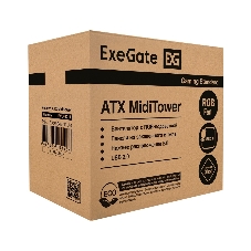 Компьютерный корпус Miditower ExeGate EVO-9211 (ATX, без БП, с окном, 2хUSB+1хUSB 3.0, HD аудио, черный, 1 вент. с RGb подсветкой)