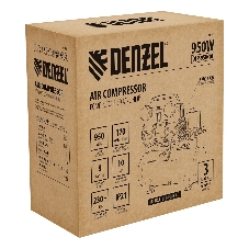 Компрессор безмасляный малошумный Denzel DLP-950/10, 950 Вт,10 л, 2850 об/мин, 170 л/мин