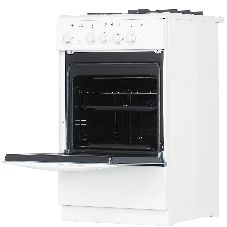 Плита комбинированная De Luxe 506022.03гэ(щ) ЧР-030 белый/черный, конфорок газовых 2 шт и электрических 2 шт, духовка 54 л, 50 см x 85 см x 60 см