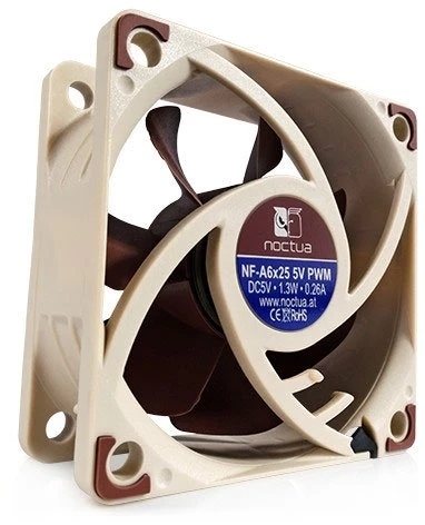 Вентилятор корпусной Noctua NF-A6x25 PWM, 60 мм, 550-3000 об/мин, 13.7-19.3 дБ, 4 pin PWM, без подсветки