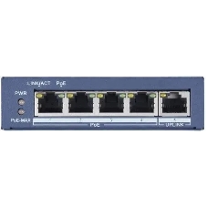 Коммутатор Hikvision DS-3E0505P-E, 4×1 Гбит/с PoE+ + 1×1 Гбит/с, неуправляемый