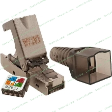 Коннектор Suprlan 10-0240-1, STP cat.6a RJ45 с защитным колпачком, серый