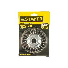 Кордщетка STAYER 35120-125 дисковая для УШМ плетенные пучки проволоки 0.5мм 125мм/22мм