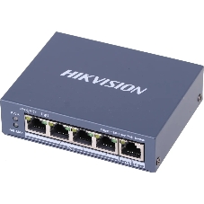 Коммутатор Hikvision DS-3E0505P-E, 4×1 Гбит/с PoE+ + 1×1 Гбит/с, неуправляемый