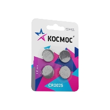Элемент питания литиевый CR2025 4хBL (блист.4шт) КОСМОС KOC2025BL4