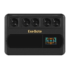 Источник бесперебойного питания ExeGate NEO Smart BU-800.LCD.AVR.5SH 800VA/480W, цветной LCD-дисплей, AVR, 5*Schuko, черный