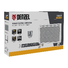 Конвектор электрический гибридный Denzel HybridX-1500 белый, 1500 Вт, 25 м2, термостат, дисплей
