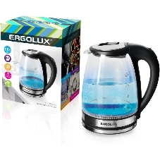 Чайник электрический ERGOLUX ELX-KG07-C72 черный/нерж. 2 л 15074
