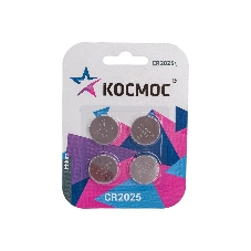 Элемент питания литиевый CR2025 4хBL (блист.4шт) КОСМОС KOC2025BL4