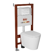 Комплект BAU 6 в 1: инсталляция BAU PRO, унитаз подвесной торнадо Bau Nimb Hurricane-3, сиденье дюропласт микролифт, клавиша из стекла BAU Dream, белая