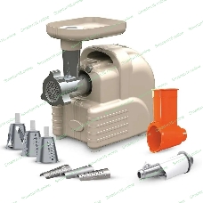 Мясорубка электрическая Аксион М63.02 бежевый, 2000 Вт, 4.0 кг/мин, реверс, защита от перегрузки, насадки - 5