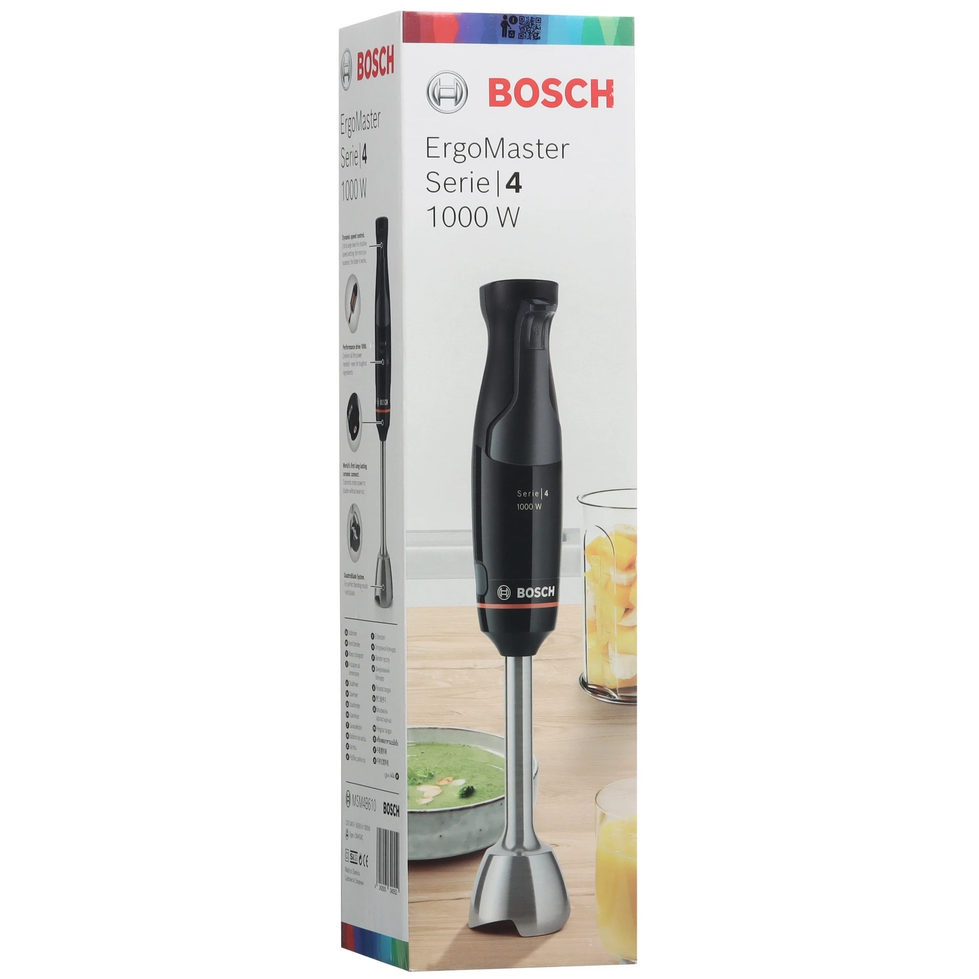 Блендер погружной Bosch MSM4B610 черный, 1000 Вт, плавная регулировка