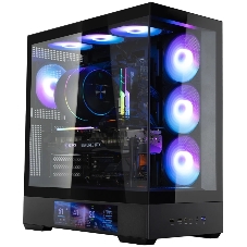 Компьютерный корпус ZALMAN P40 DS, ATX, черный, WINDOW, 9.1-inch LCD screen, 2xCombo(2.5” or 3.5”), 1x2.5”, 1xUSB TYPE-C, 2xUSB 3.0, SIDE 3x120мм ARGb, REAR 1x120мм ARGb