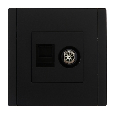 Розетка двойная TV+RJ45 кат.5E IEK FORTE&PIANO FP136 черный