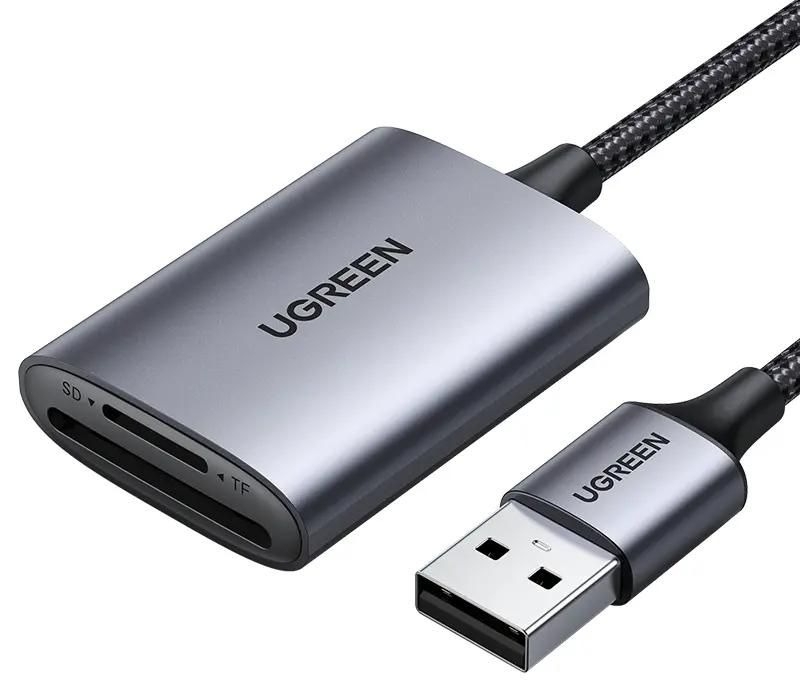 Кард-ридер UGREEN CM401/серый/SD,TF/USB Type-C/пластик