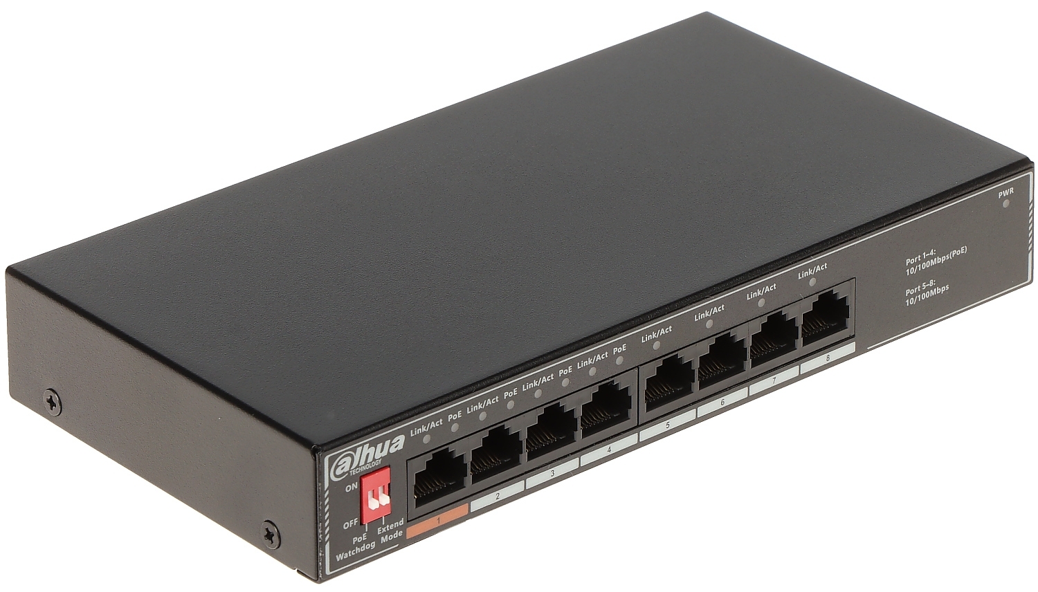 Коммутатор Dahua DH-SF1008LP, 8×100 Мбит/с, неуправляемый