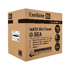 Компьютерный корпус Minitower ExeGate i3 SEA LE-NPX400 (mATX, БП 400NPX, 1*USB+1*USB 3.0, HD аудио, черный, передняя и боковая панели - закаленное стекло)