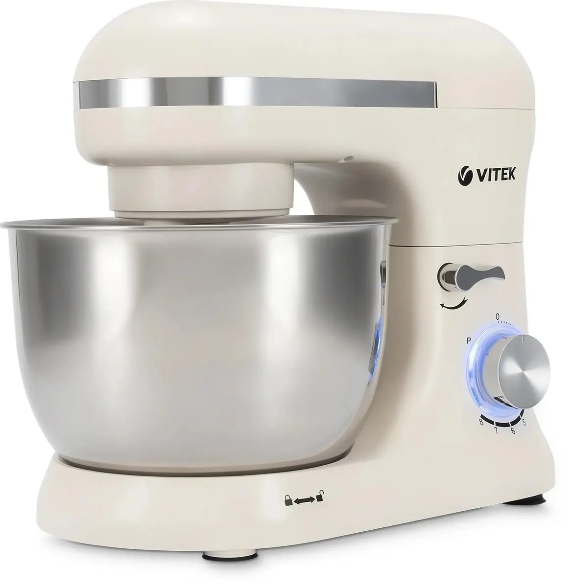 Миксер Vitek VT-PM0110 кремовый, стационарный, 1500 Вт, 4.5 л, 8 скоростей