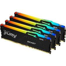 Оперативная память Kingston Fury Beast RGB, DDR5, 64Gb (4x16 GB), 6000 MHz, CL40, радиатор, RGB, черный