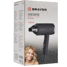 Фен BRAYER BR3040 черный, 1400 Вт, компактный