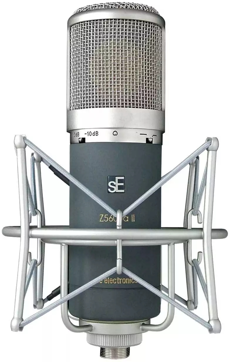 Микрофон конденсаторный sE Electronics [Z 5600A II] ламповый, 20 Гц 20 кГц, всенаправленная, кардиоида с широким углом, кардиоида, гиперкардиоида, восьмерка, комплектация: держатель 