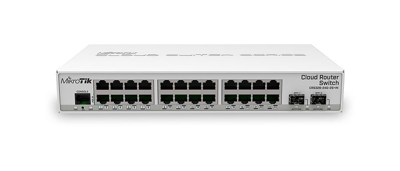 Коммутатор MikroTik CRS326-24G-2S+IN, 24×1 Гбит/с + 2×10 Гбит/с SFP+, управляемый