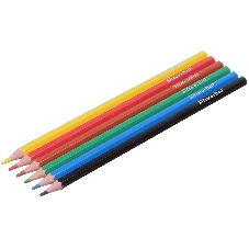 Карандаши цветные Silwerhof Color 2.6 мм, шестигранный профиль, пластик, ассорти, 6 цветов, коробка с европодвесом