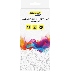 Карандаши цветные Silwerhof Color 2.8мм, шестигранный профиль, дерево, ассорти, 12 цветов, коробка с европодвесом