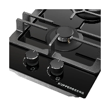 Варочная поверхность Kuppersberg FG 31 B, газ, High-Tech, 30 см, 2 конфорки, автоматический электроподжиг, газ-контроль, форсунки под сжиженый газ, SABAF конфорки, WOK конфорка, чугунные решетки, цвет черный, цвет фурнитуры черный