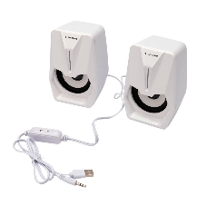 Акустическая система 2.0 Gembird SPK-303-W, 6Вт, пластик, рег.громкости, LED подсветка, белый