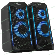 Акустическая система 2.0 Qumo Tornado AS008, 15 ВТ, объемное звучание, управляемая многорежимная RGb подсветка, USB/Jack 3,5мм