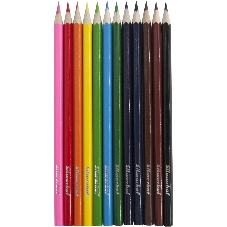 Карандаши цветные Silwerhof Color 2.8мм, шестигранный профиль, дерево, ассорти, 12 цветов, коробка с европодвесом