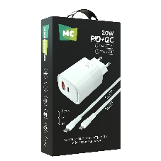 Сетевое зарядное устройство MORE CHOICE NC81i СЗУ 1USB+1Type-C 3.0A PD 20W+ QC3.0, белый