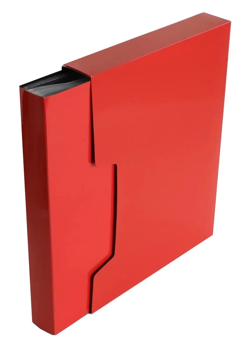 Папка с 100 прозрачными вкладками Бюрократ DeLuxe DLVBOX100RED A4, пластик, 0.7мм, красный в коробе